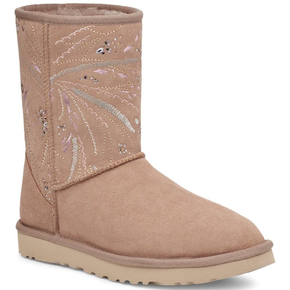 UGG Beachwood & Goldtone Burst Classic Short Suede Boot Women *100% Authentic*